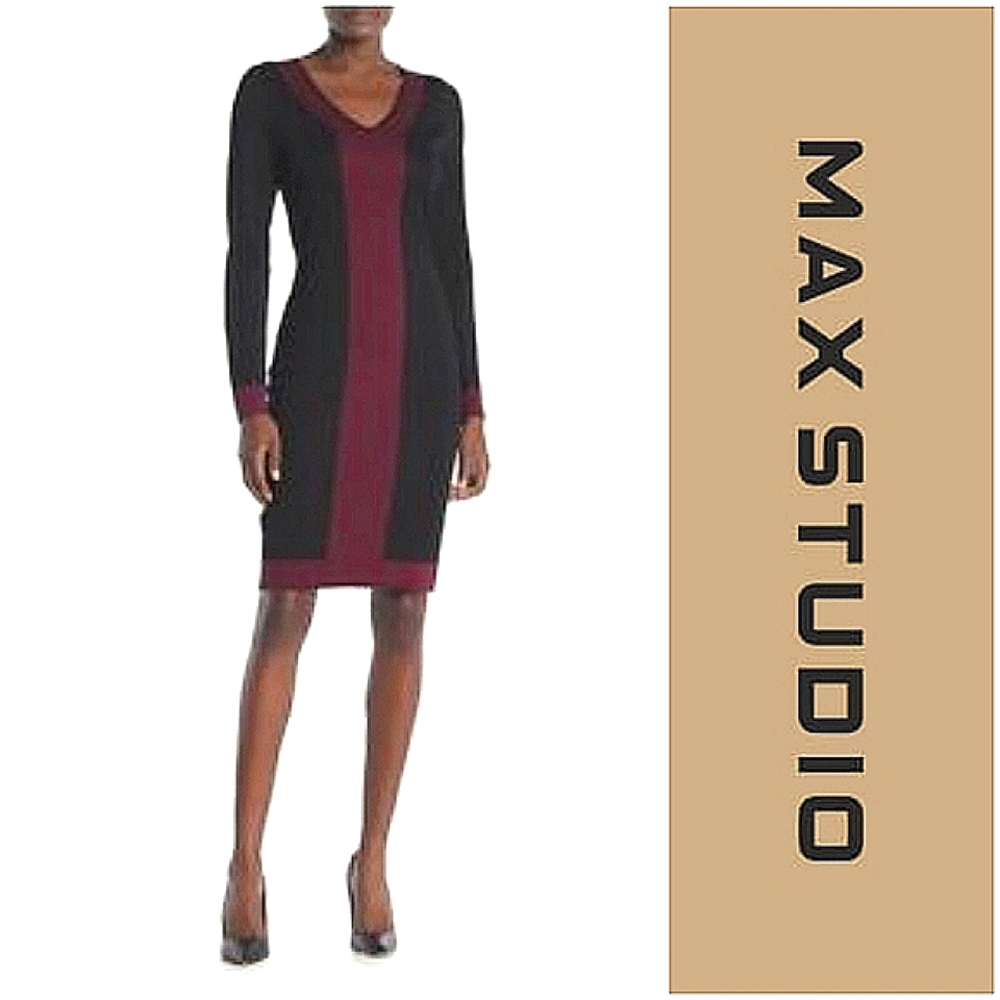 Max Studio Color Block Sweater Dress